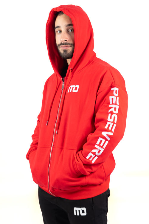 Persevere Bodybuilding Fitness Gym Hoodie Red